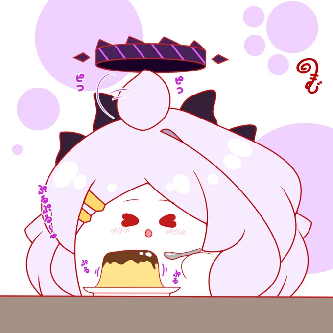 おもちヒナちゃんとプリン ぷるぷる具合を楽しんでいるようです #ブルアカ