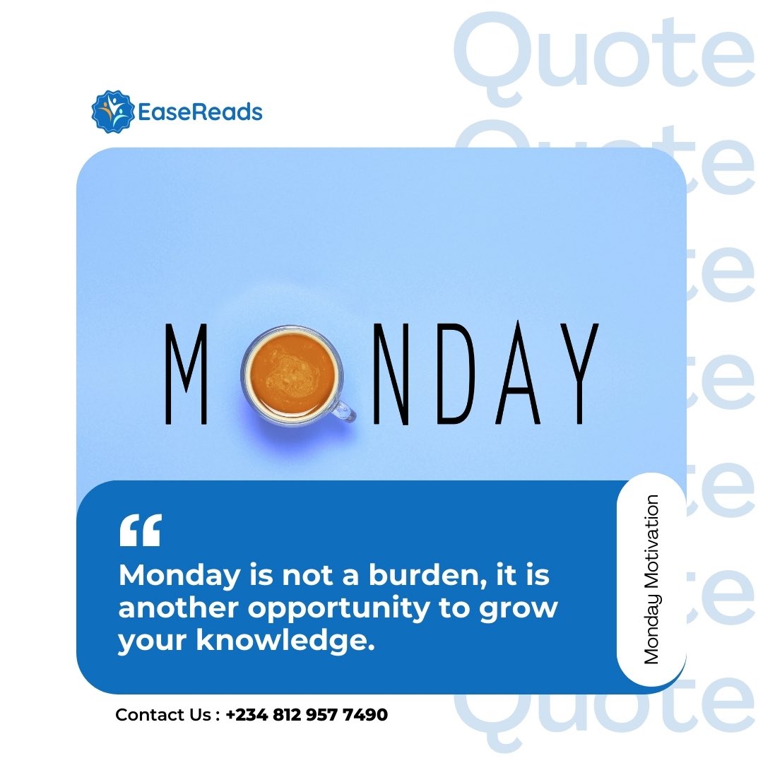 EaseReads14's tweet photo. Monday is not a burden it’s a fresh opportunity to learn something new.
Start your week strong by investing in your knowledge. 📚✨#easereads #jupeb #mondaymotivation #studywithease https://t.co/naMbKd3PTM