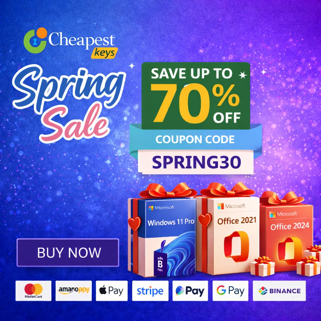 cheapestkeys247's tweet photo. 🌸 Spring Mega Sale!

Save up to 70% OFF on Microsoft Product Keys. 💻

💥 Use code SPRING30 for extra savings.

Upgrade your Windows &amp; Office today.

👉 https://t.co/RXJP0MUJVm

⏳ Limited-time deal.

#SpringSale #MicrosoftKeys #WindowsKey #TechDeals https://t.co/lLozsoCkRh