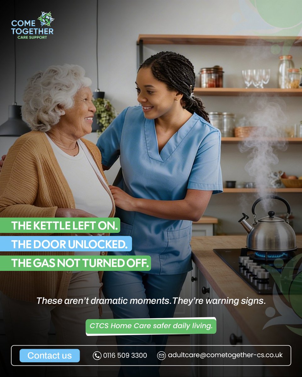 ctcscare's tweet image. Small home safety risks can become serious quickly. CTCS helps reduce that risk.
Contact us:
📲0116 509 3300
📩adultcare@cometogether-cs.co.uk
#HomeSafety #HomeCareUK #CTCS #ElderlySupport