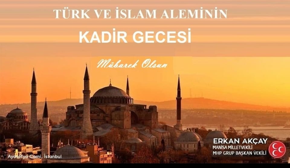 Duaların kabul edildiği, yüce kitabımız Kur'an-ı Kerim'in indirildiği bin aydan daha hayırlı olan Kadir Gecesi'nin Türk ve İslâm alemine hayırlara vesile olmasını diliyor, rahmet ve bereket kapılarının ardına kadar açıldığı bu gecedeki dualarımızın kabul edilmesini Cenab-ı