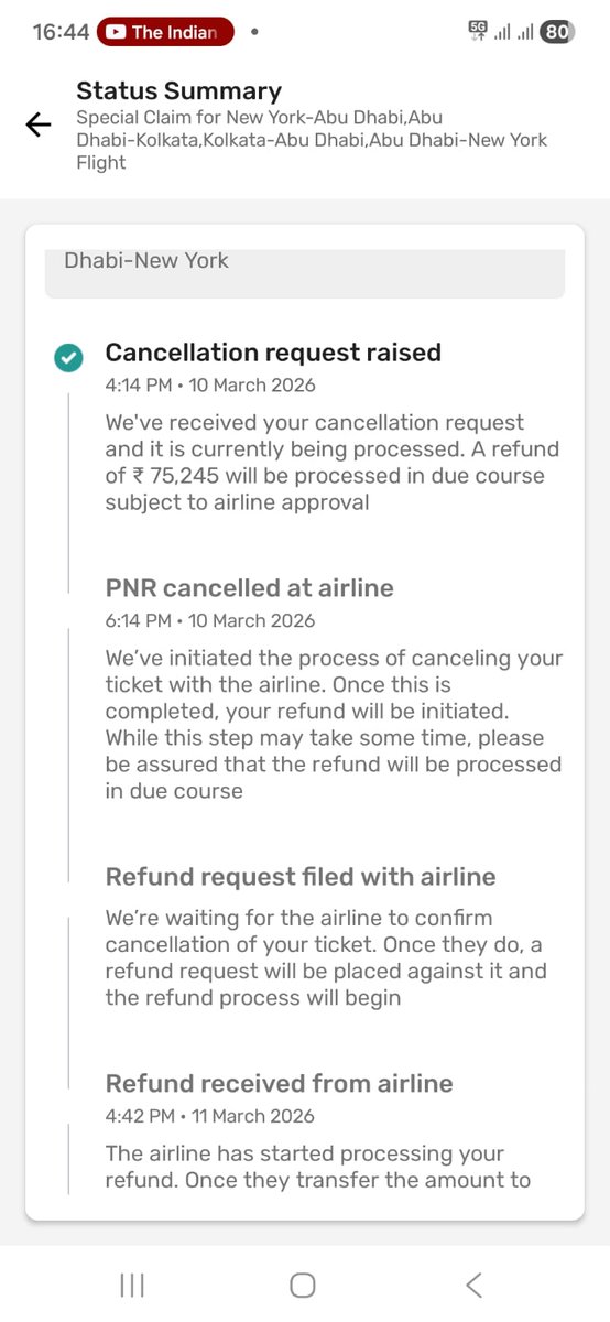 GhoshSeban2587's tweet photo. @goibibo @goibibosupport BLATANT FRAUD. Your system confirmed a ₹75,245 refund for my Etihad flight (Mar 10), then arbitrarily changed it to ₹808! Why are you pocketing my refund despite @Etihad’s waiver? Fix this NOW. PNR: 85Q6V2 @jagograhakjago @EtihadHelp #GoibiboFraud https://t.co/l1bpJwcy11