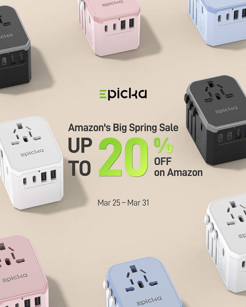 Epickatech's tweet image. March 25–31 | Amazon's Big Spring Sale
Big savings for travelers 🎉

Get up to 20% off on Epicka travel adapters
Search Epicka on Amazon and grab the deal. Your future trips will thank you
One small thing in your bag. A big difference on your trip.🧳

#EPICKA #traveltips