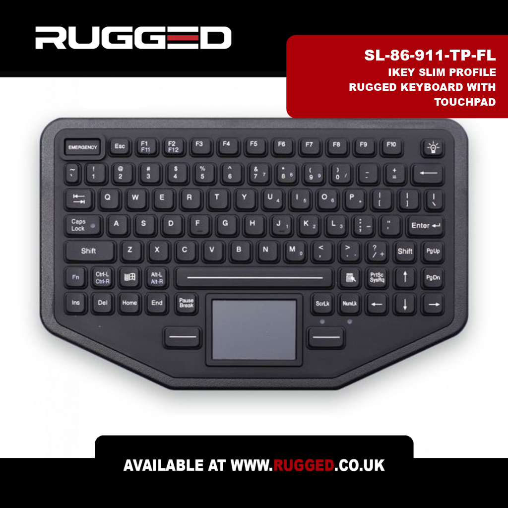 RuggedUK's tweet image. The iKey SL-86-911-TP-FL Rugged Keyboard offers a slim 1.125" profile, integrated touchpad, and backlighting for demanding in-vehicle use. Ideal for first responders. #Keyboard #RuggedKeyboard #iKey zurl.co/bNVe7