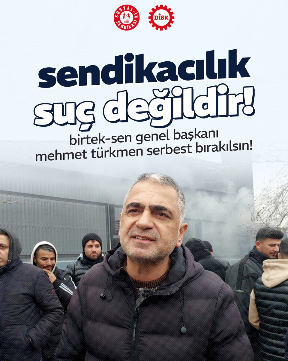 Sendikacılık suç değildir! BİRTEK-SEN Genel Başkanı Mehmet Türkmen serbest bırakılsın!

🔴 Birleşik Tekstil Dokuma ve Deri İşçileri Sendikası Genel Başkanı Mehmet Türkmen, hakları için bir arada direnen Sırma Halı işçilerine yaptığı bir konuşma bahane edilerek tutuklandı.

🔴