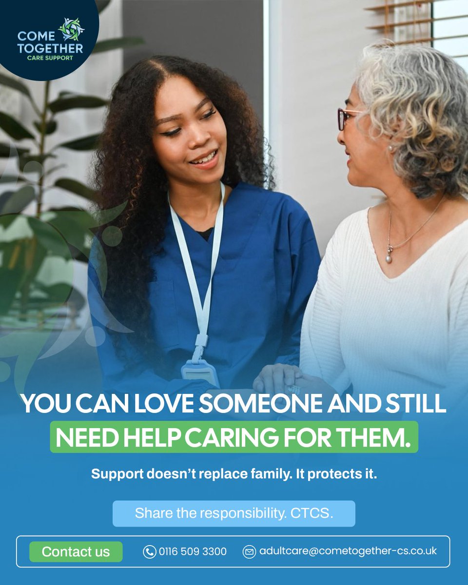 ctcscare's tweet image. CTCS supports families across the UK by providing reliable home care, dementia care and live-in services that ease pressure while maintaining independence.
Contact us:
📲0116 509 3300
📩adultcare@cometogether-cs.co.uk
#FamilyCare #CareSupportUK #CTCS #HomeCare