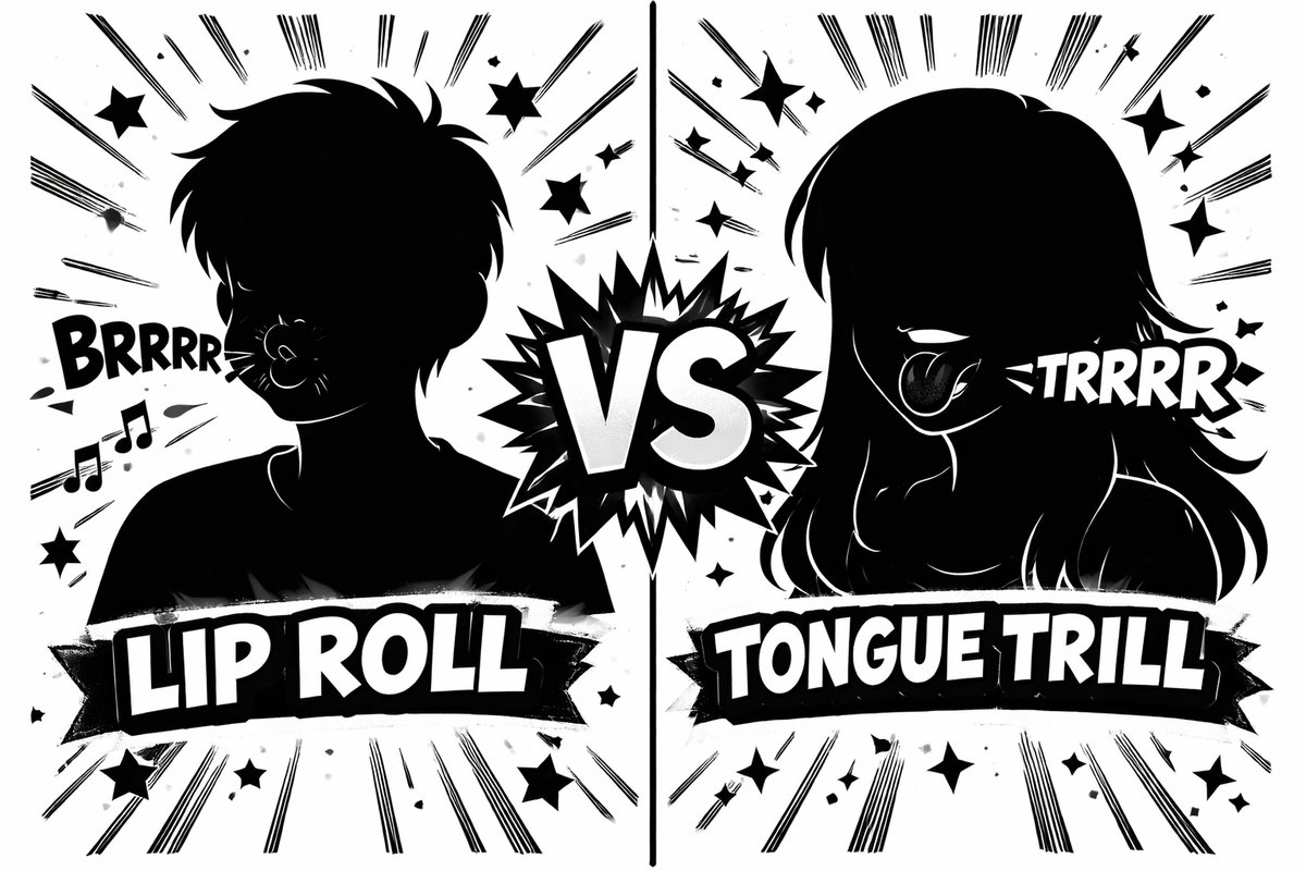 リップロールとタングトリル。
どちらもウォームアップとしてよく使われる。

この二つは同じ目的だと思われがちだが、実際には働きが少し違う。

リップロールで起きているのは、主に呼気圧の調整だ。
息の圧が一定でないと唇は振動し続けないため、結果として呼気の流れが整いやすい。