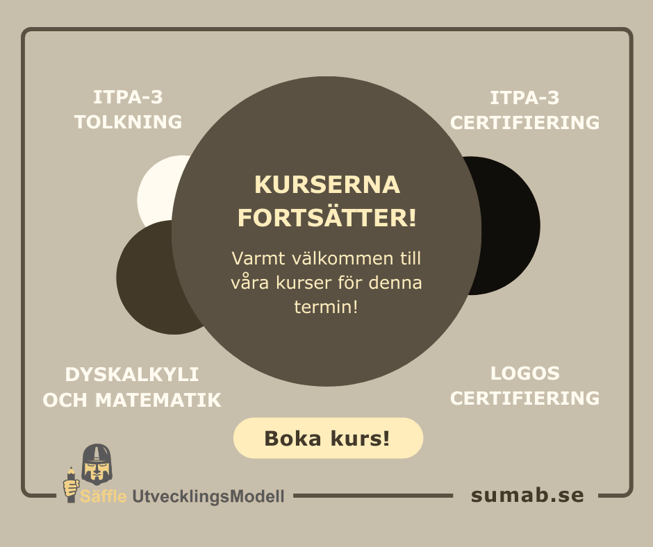SaffleUMAB's tweet photo. Vårkurserna fortsätter!

Denna termin har vi certifieringskurser i LOGOS och ITPA-3, och halvdagskurs om räknesvårigheter och dyskalkyli.

Du kan anmäla dig till våra kurser på https://t.co/rAH9UOwTor. 👋 

#Specialpedagoger #Mattelärare #BarnsUtveckling https://t.co/TnFPKRAJ7c