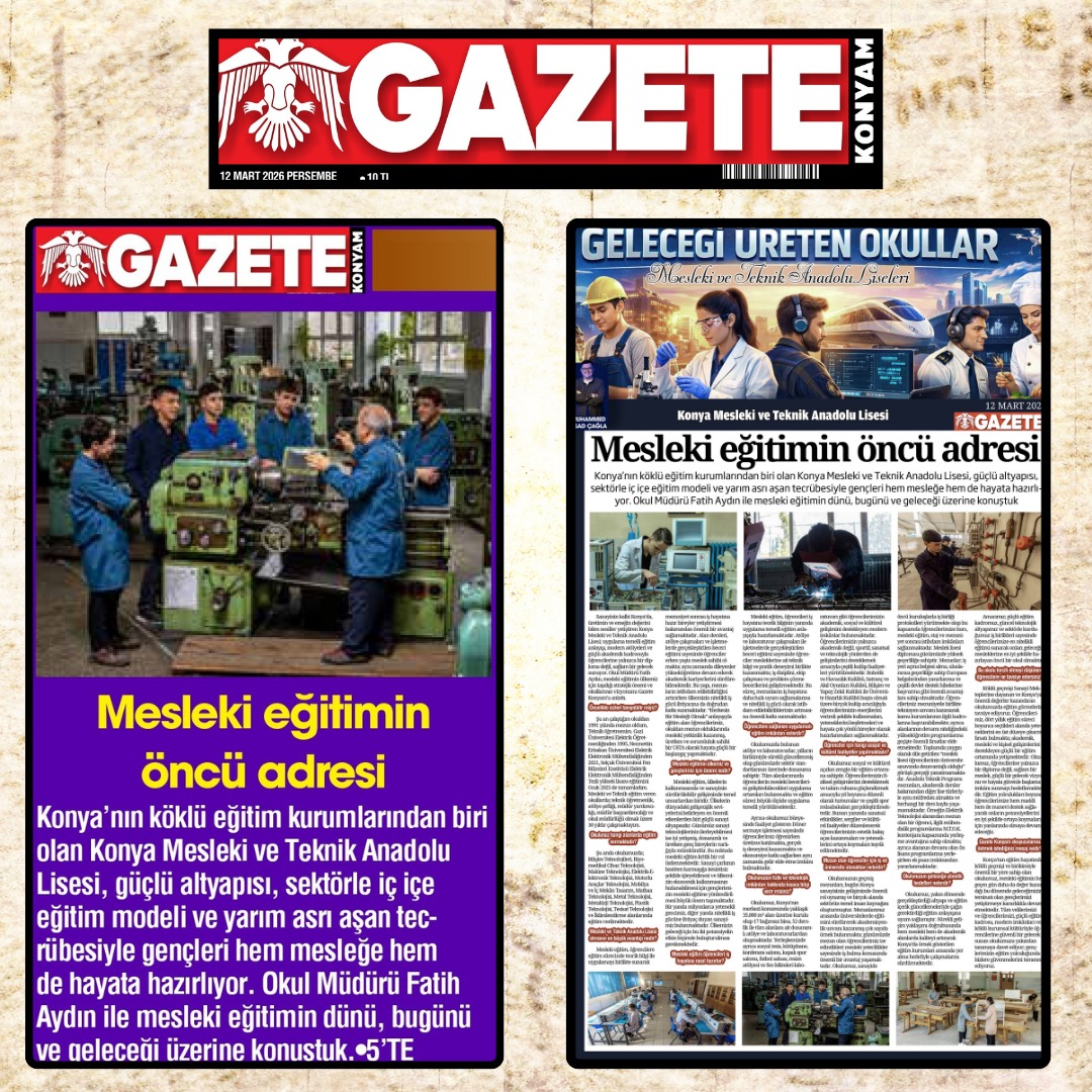 “GELECEĞİ ÜRETEN OKULLAR”

Konya’da Mesleki ve Teknik Eğitim veren okullarımızın güçlü yönlerini kamuoyuyla paylaşmak ve iyi uygulama örneklerini yaygınlaştırmak amacıyla, yerel basında “Geleceği Üreten Okullar” başlığıyla her gün bir okulun tanıtımı yapılacaktır.

Bu anlamlı⤵️