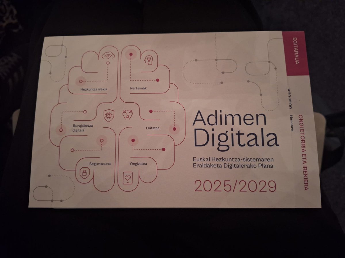TolosaldeaLH's tweet photo. Euskal Hezkuntza-sistemaren Eraldaketa Digitalerako 2025–2029 Planaren aurkezpenean gaude BECen 💻📚.
Begoña Pedrosa eta Jon Labaka-ren gidaritzapean, Adimen Digitala eta hezkuntza eraldaketaren inguruan lanean 🤝✨ https://t.co/QHxALZ47hW