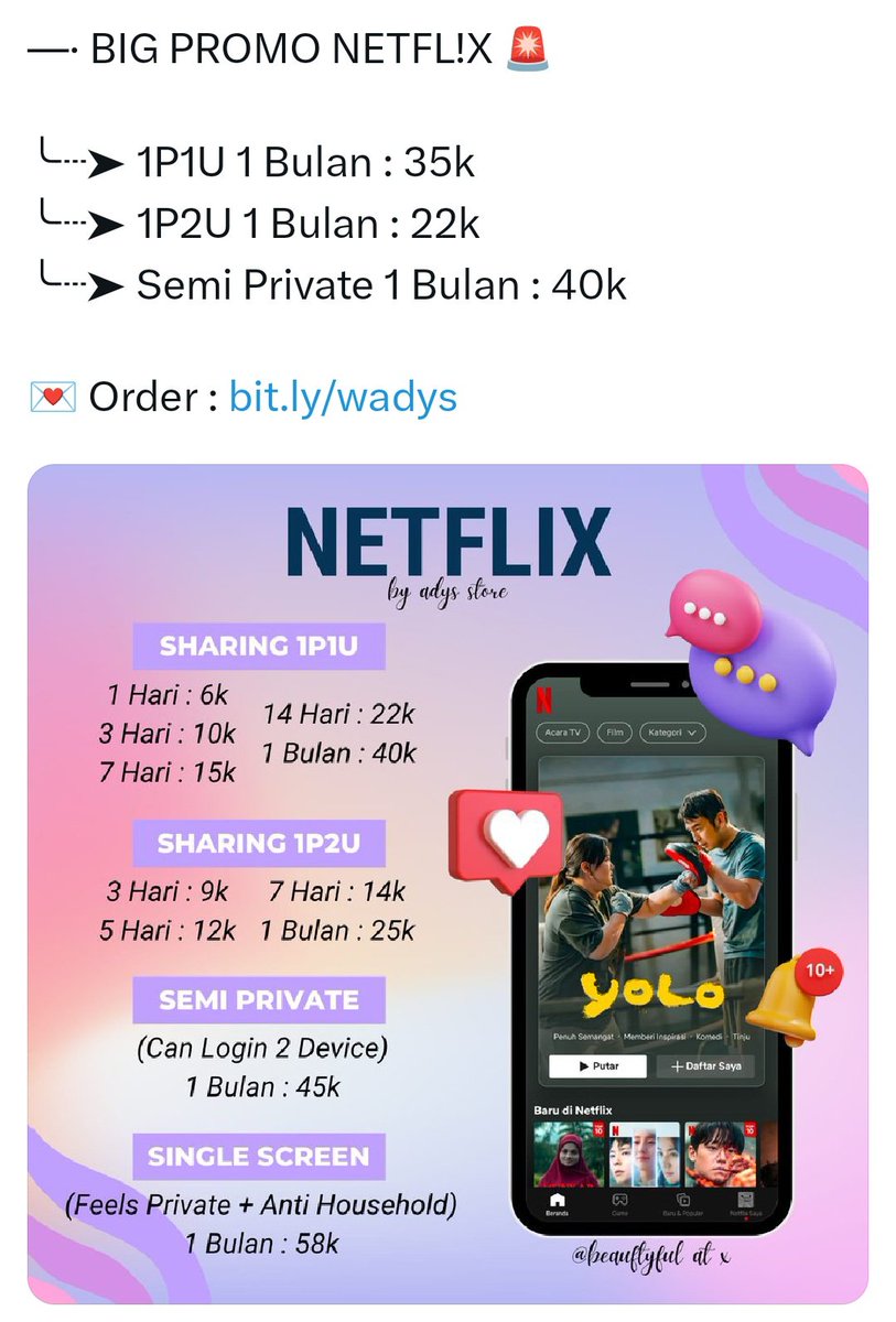 kalo mau 1P1U less limit, kalo mau anti limit 1 bulannya 45k yupp