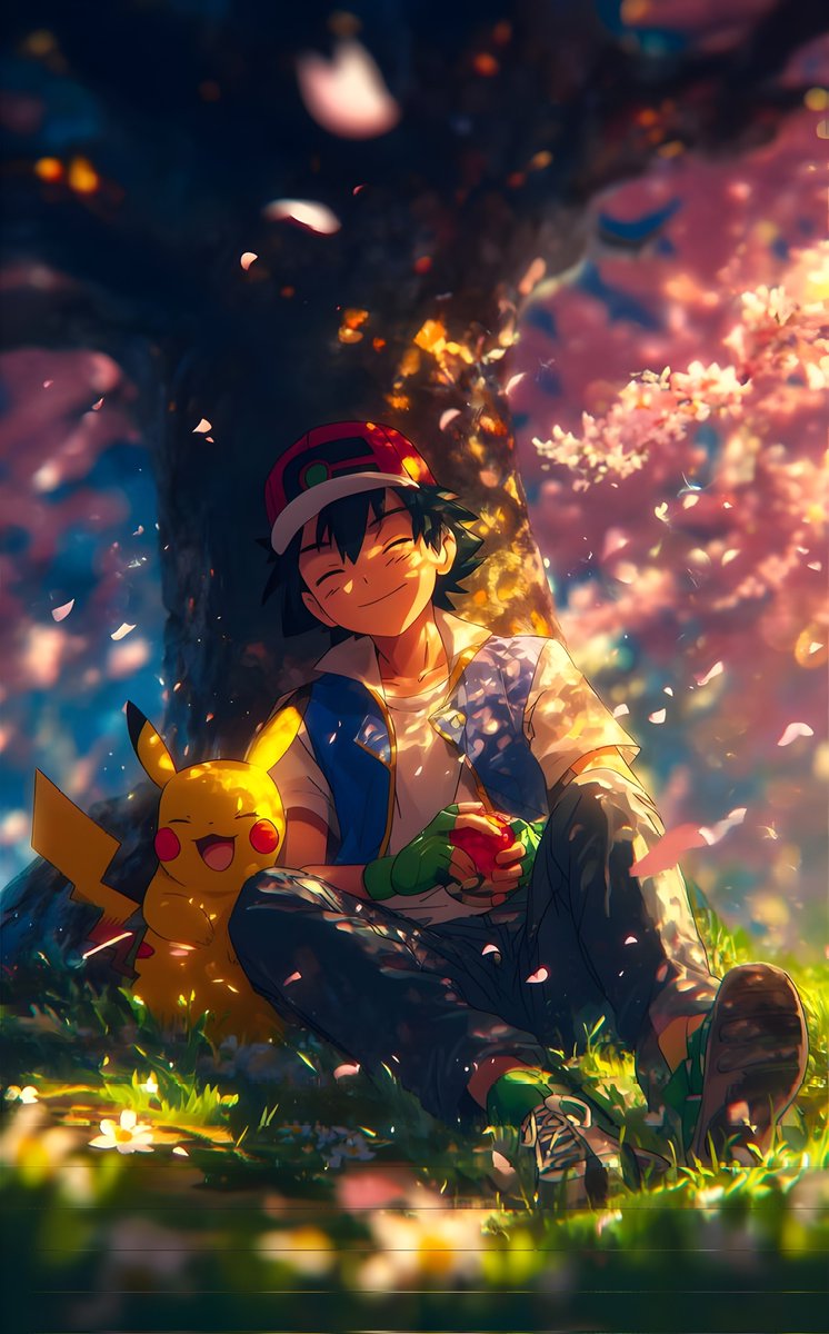 four_wallpaper's tweet photo. Tired Ash and Pikachu 🤧 https://t.co/P6WgII74aZ