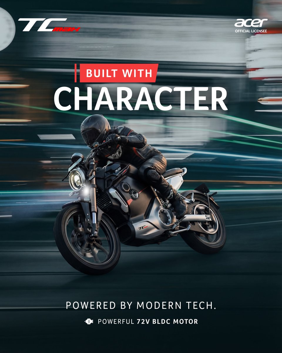 acerelectricind's tweet image. Some bikes are built to move.
The TC Max is built to make an entrance. ⚡

With a powerful 72V BLDC motor and unmistakable street presence, it delivers the kind of performance that doesn’t just get you there.

#TCMax #AcerElectric #ElectricBike #RideElectric #EvRide #EV #ebike