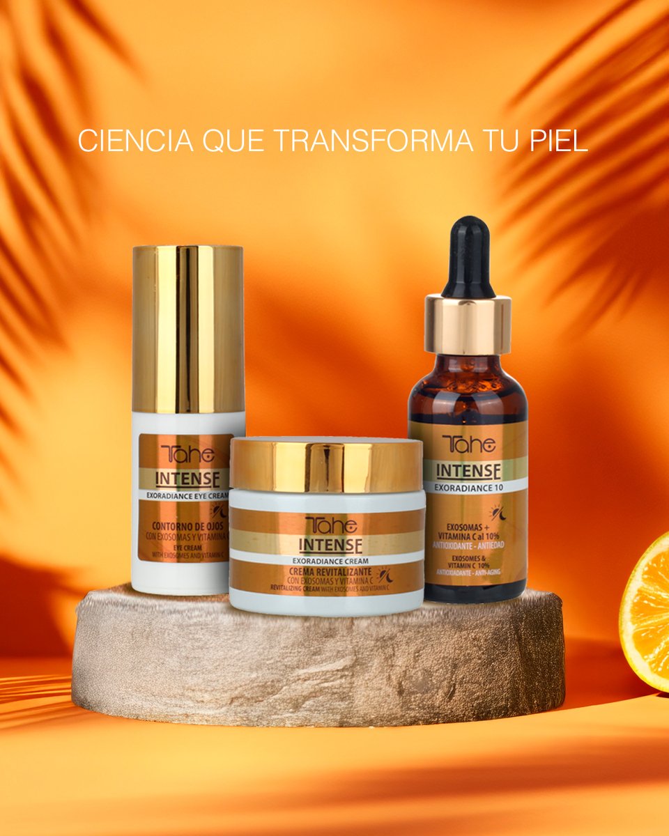 taheoficial's tweet photo. El Pack #Intense #Exoradiance de #Tahe reúne 3 pasos de cuidado, formulados con #Exosomas y #VitaminaC, para ayudar a revitalizar la #piel.
#ContornoDeOjos + #Crema facial + #Sérum que aportan:
✨ Luminosidad.
💧 Protección frente a signos de envejecimiento.
🌿 Tono más uniforme. https://t.co/ES1ScVrhuP