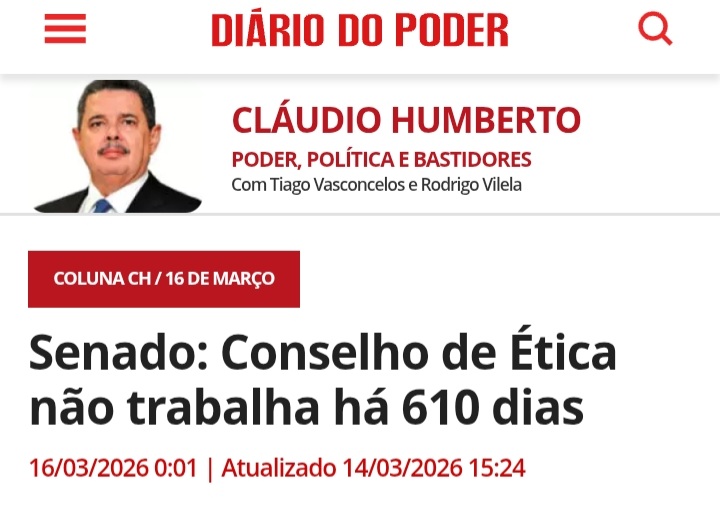 "O colegiado não se reúne desde Julho de 2024".

Bom dia galerinha,
Bora pra mais uma semana com ética "transbordando" pela política brasileira 🤡.