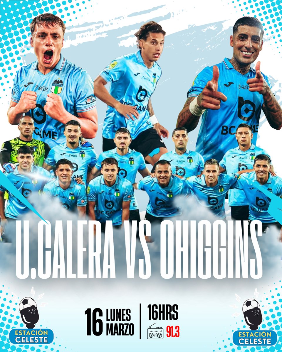 #DaleOHiggins⚽️ | ¡Hoy es O'Higgins🇧🇼! Desde las 16 horas estaremos en el aire para llevarte todos los detalles del encuentro ante Unión La Calera. Escúchanos en el 91.3 FM 📻 y en nuestro canal de Youtube, "Estación Celeste". 📲 #EstacionCeleste 🇧🇼