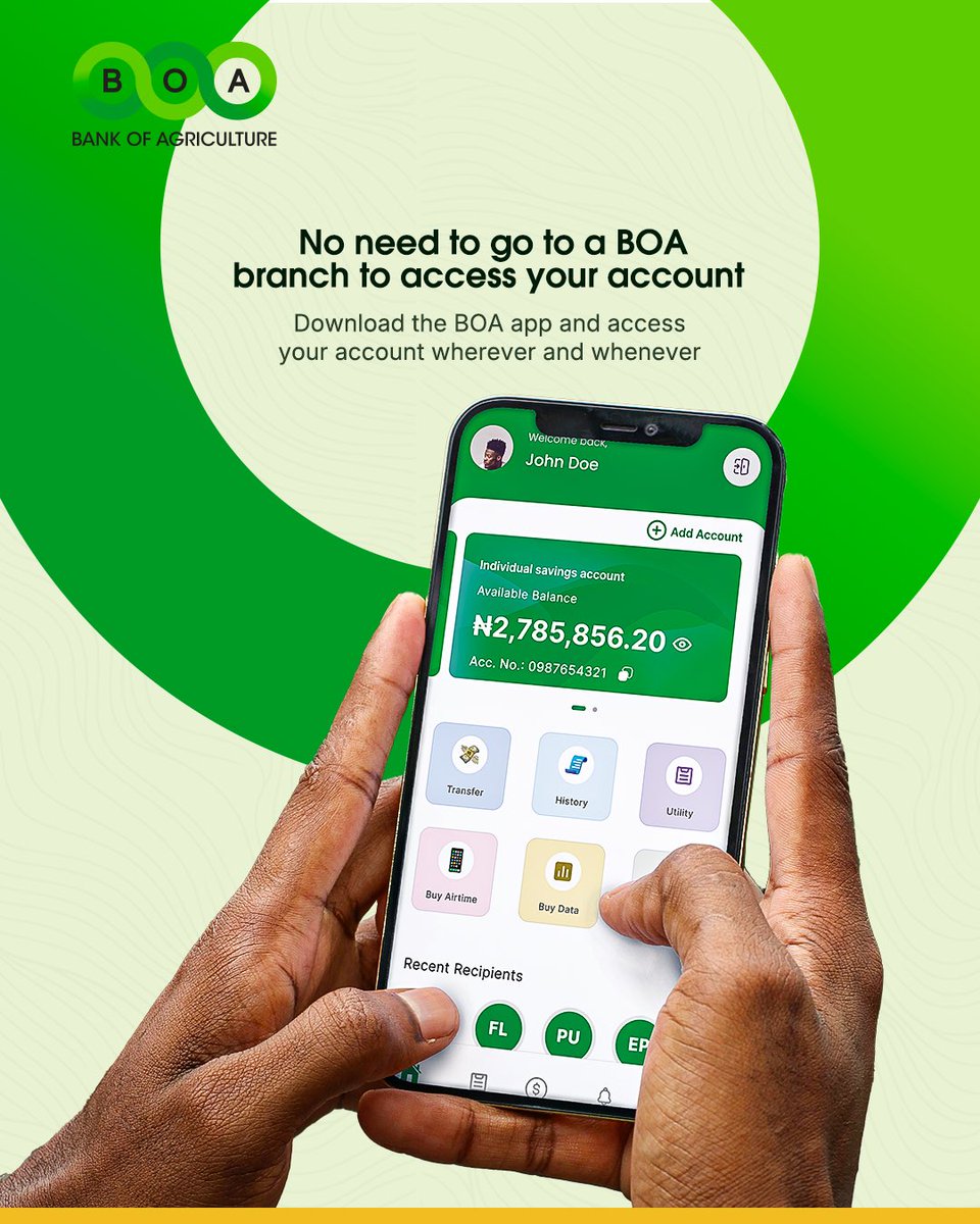 bankofagricng's tweet photo. By leveraging technology, BOA is creating an inclusive, modern, and sustainable agricultural system that helps farmers of all sizes thrive and strengthen Nigeria’s food security today. 
 
#BankofAgriculture #BOANigeria #BOA #BankWIthBOA #DigitalBan https://t.co/MxGIr4GsXZ
