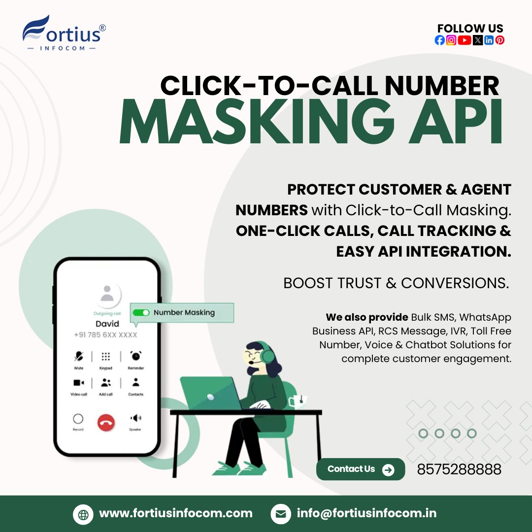 fortiusinfocom's tweet photo. 📞 CLICK-TO-CALL NUMBER MASKING API

Protect customer &amp; agent numbers with secure call masking.
✔ One-Click Calls
✔ Call Tracking
✔ Easy API Integration

🌐 https://t.co/hj4NRQtLUF

#ClickToCall #NumberMasking #CallMasking #APISolutions #CustomerPrivacy https://t.co/rw53FmwE10