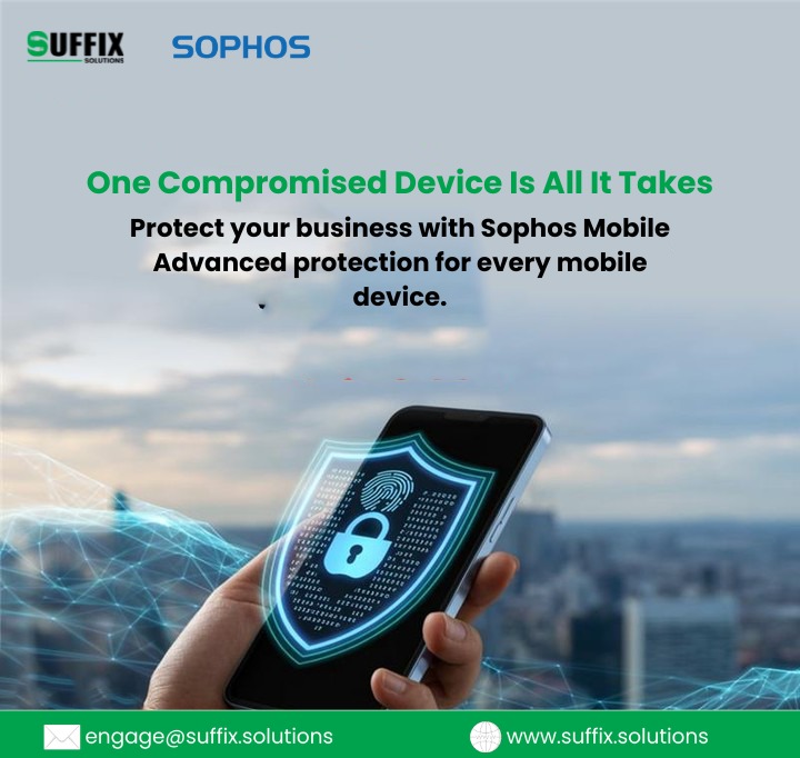 One compromised mobile device can expose your entire network.

Secure every device and protect critical business data with Sophos Mobile.

📩 engage@suffix.solutions

#Cybersecurity #MobileSecurity #Sophos #SuffixSolutions #DataProtection