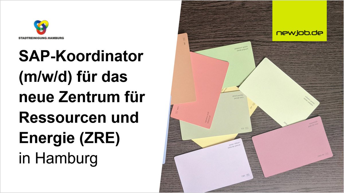 SAP-Koordinator (m/w/d) für das neue Zentrum für Ressourcen und Energie (ZRE)
in Hamburg
gesucht von Stadtreinigung Hamburg <a href="/SRHnews/">Stadtreinigung HH</a> 
 
Jetzt Stellenanzeige ansehen:
newjob.de/stellenanzeige…