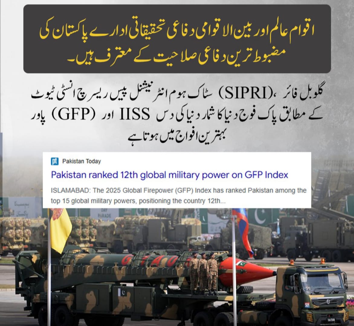 kazmi512_'s tweet photo. اقوام عالم اور بین الاقوامی دفاعی تحقیقاتی ادارے پاکستان کی مضبوط ترین دفاعی صلاحیت کے معترف ہیں۔
#StandWithPakArmy #٢٦رمضان
#SaluteToMartyrs #brøndby
#پاک_فوج_ہماری_شان #ComoRoma #MainaAndKingangi https://t.co/MxDRmLf6Ag