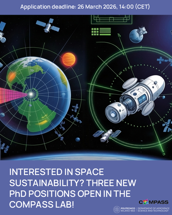 🚀 The COMPASS Lab at <a href="/daer_polimi/">Dept. of Aerospace Science and Technology - Polimi</a> <a href="/polimi/">Politecnico di Milano</a> is opening 3 fully funded PhD positions starting May 2026! Work on collision risk and autonomous collision avoidance for Space Traffic Management!🕒 Apply by 26 Mar 2026🔗  polimi.it/dottorato/futu… <a href="/ERC_Research/">European Research Council (ERC)</a> <a href="/esa/">European Space Agency</a>