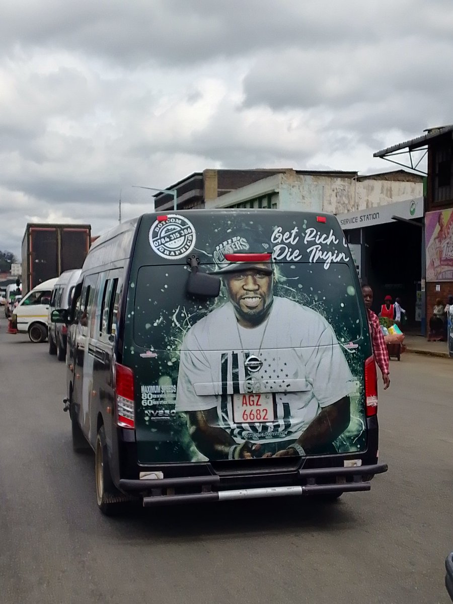 conwell_co's tweet photo. A commuter omnibus  in Harare Zimbabwe with respect to @50cent https://t.co/9NUgcbidyP
