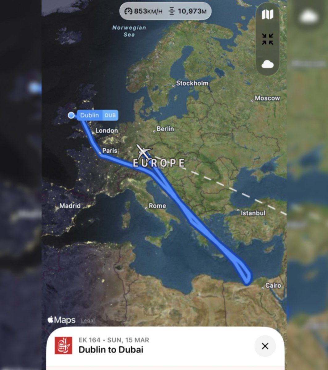bpthaber's tweet photo. İrlanda’dan Dubai’ye doğru giden bir uçak, iniş yapacakları sırada Dubai Havalimanı yakınlarına saldırı gerçekleştirilince aniden İrlanda’ya döndü.

İrlanda’dan yola çıkan yolcular, 10 saat 20 dakikalık uçuşun ardından İrlanda’ya indi. https://t.co/hAKxV6qCqk
