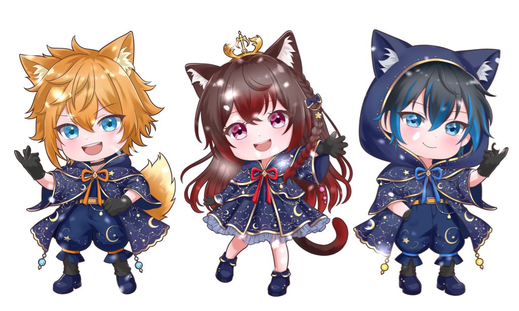 ここ数ヶ月色んなことがあって思うことがいっぱいあったからその気持ちを込めて絵師さんに3人の絵を描いていただきました☺️
私好みの絵に仕上げてくださって本当にありがとうございます💕
こんな素敵な絵を描いてくださったのは<a href="/nyantaro0121/">にゃん太郎🐾ｲﾗｽﾄ依頼受付中(早期❌納期3週間〜)</a> さんです！
よかったらみんなも依頼してみてね( *´﹀` *)