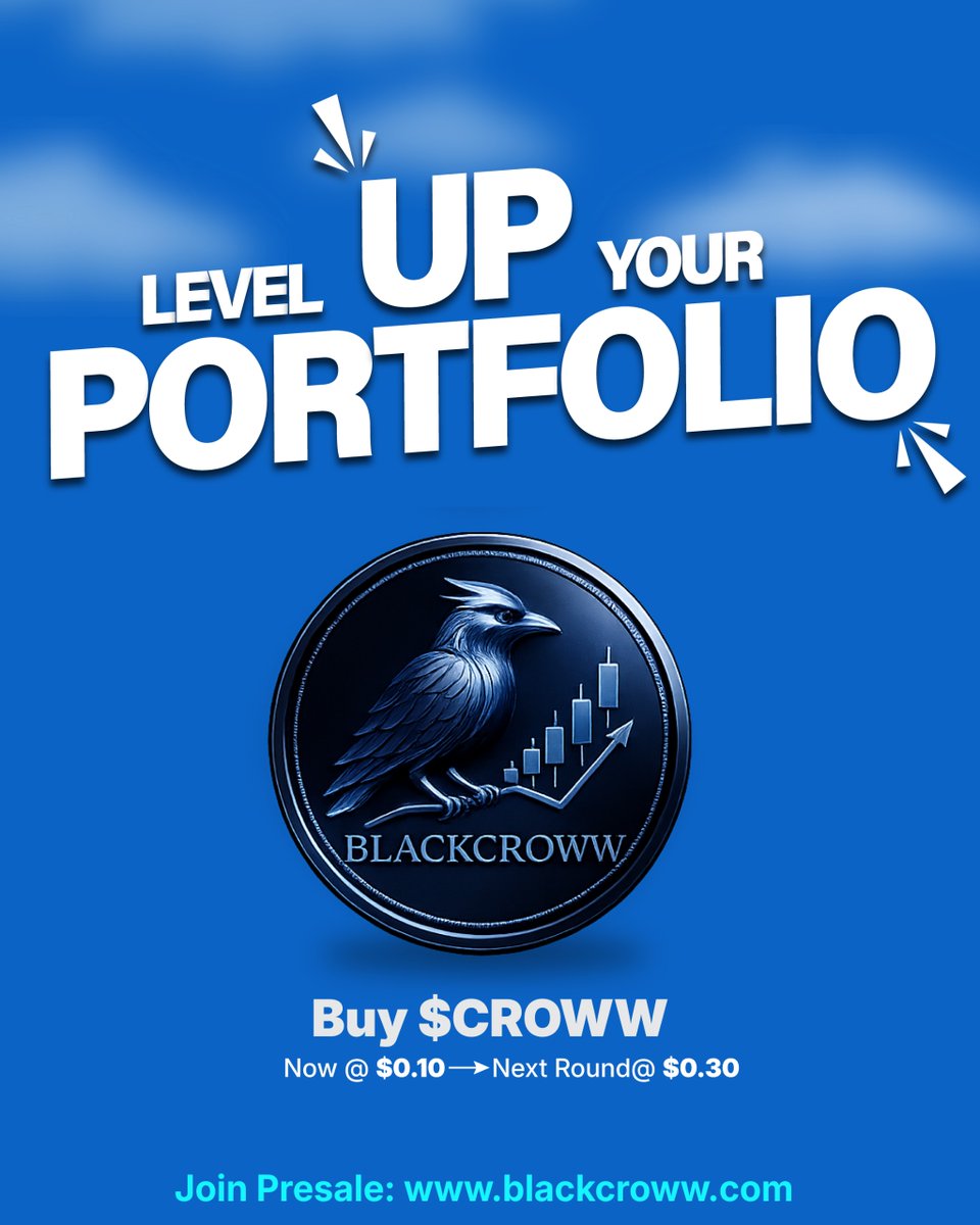 blackcroww_com's tweet photo. Ready to level up your crypto portfolio?
The future of digital finance is being built today.
Get in early with $CROWW and be part of the BlackCroww ecosystem.
💰 Presale Price: $0.10
📈 Next Round: $0.30
Early believers always win the biggest.
Join the presale: https://t.co/PYJV1qcaXB
#Crypto #Presale #Altcoins #CryptoInvestment #Web3 #Blockchain #DeFi #CryptoOpportunity #BlackCroww #CROWW