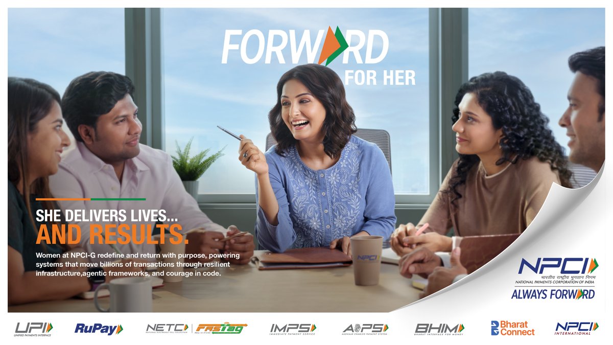 NPCI_NPCI's tweet photo. At NPCI-G, women are building resilient platforms that process billions of transactions with precision—driven by real-time innovation, secure systems, and technology that keeps India moving forward.
Visit https://t.co/CETI6Y0eHJ
#NPCI #NPCIAlwaysForward #IWD #ForwardForHer https://t.co/Pxf4IrAKKS