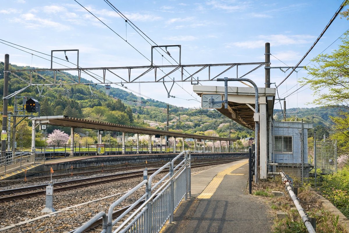 teru_t2's tweet photo. #新疋田駅 今昔→今の画像はチャッピーで春の里山風に https://t.co/xAC52smxtG