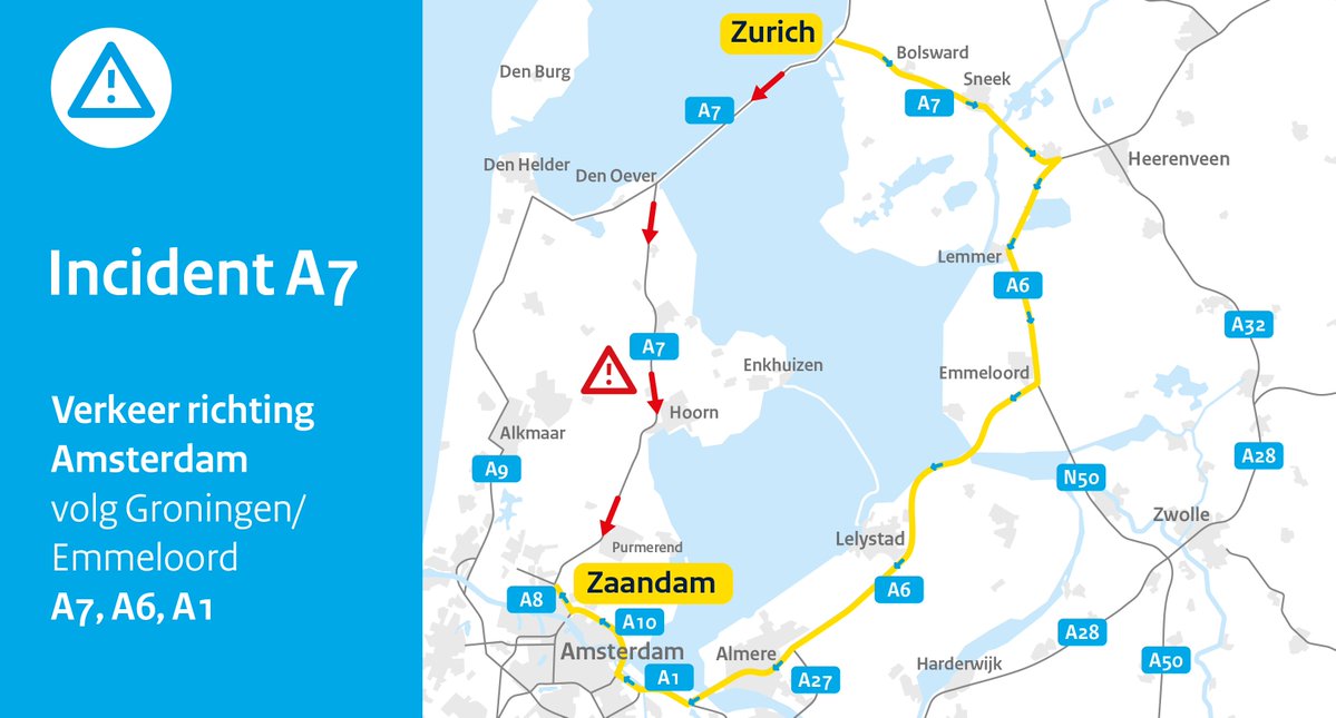 Ongeval met vrachtwagen op Afsluitdijk richting Amsterdam
