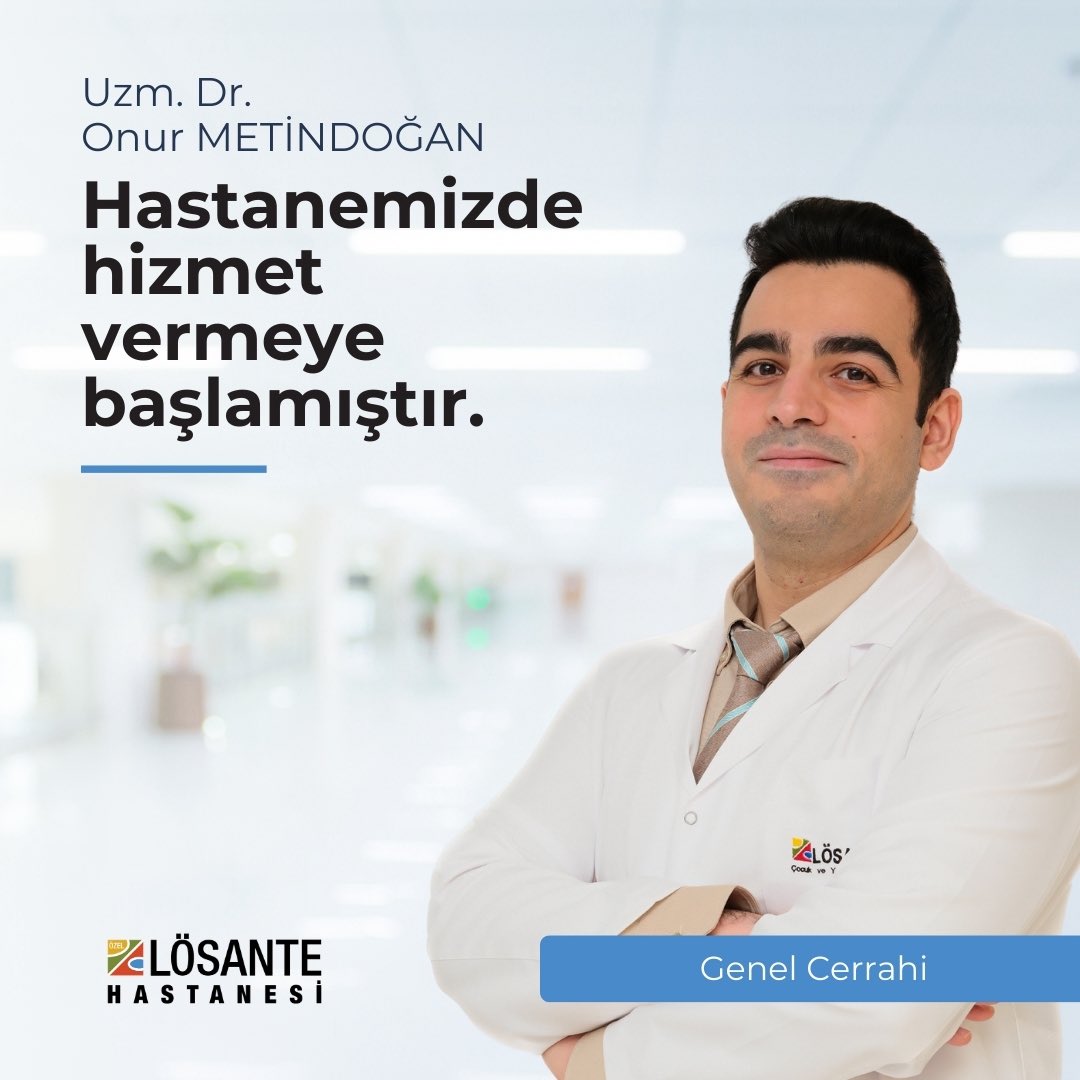 Lösante Hastanesi
Genel Cerrahi

👨🏻‍⚕️Uzm. Dr. Onur METİNDOĞAN

Hastanemizde hizmet vermeye başlamıştır.

Bilgi ve Randevu için; 

🔗 losante.com.tr
☎️ 0312 666 7 666
📍 İncek, Ankara