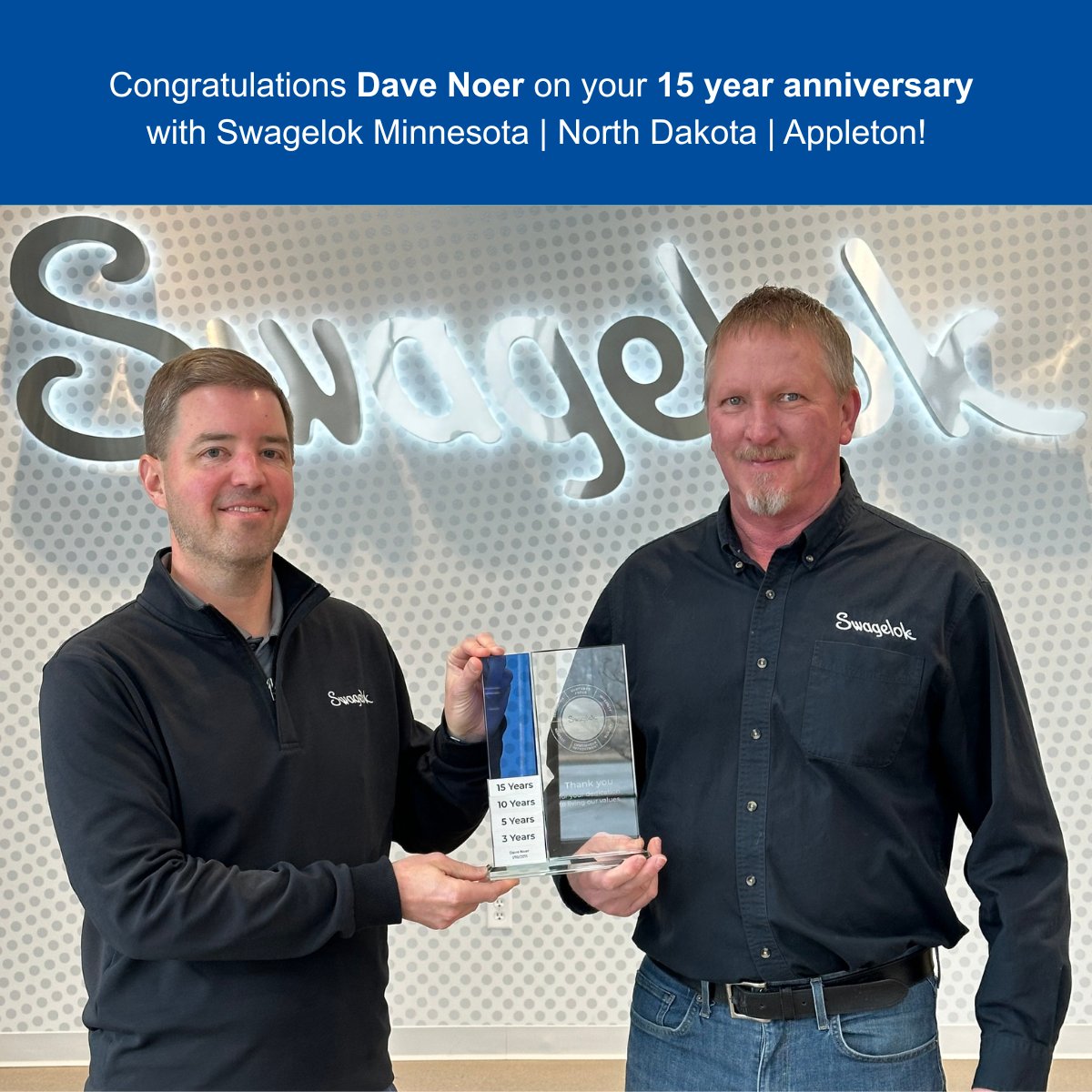 Thank you Dave Noer for 15 years of commitment, hard work, and contributions to the team. Congrats on this milestone!