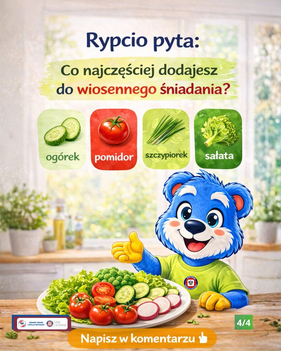 PsseRypin's tweet photo. 🌿 Wiosna na talerzu nie musi być idealna. Czasem wystarczy dodać warzywo, świeży dodatek albo po prostu więcej koloru. Małe zmiany też mają znaczenie. 🥗

#ZdroweOdżywianie #Wiosna #Profilaktyka #PSSE https://t.co/KLG0YKQNUv