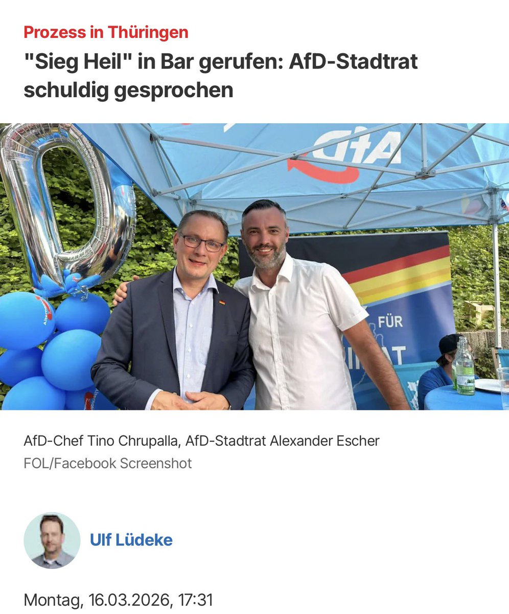 +++ EIL +++ 
🇩🇪 #AfD-Stadtrat Alexander Escher nach "Sieg-Heil" Ruf schuldig gesprochen. focus.de/politik/deutsc… #AfDVerbot #Weidel #Sonneberg