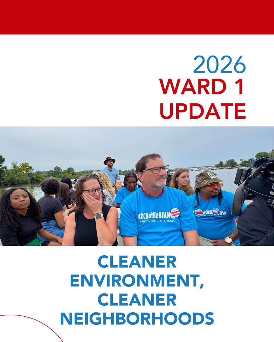 2026 Ward 1 Update
Photo of people taking Anacostia River boat tour
Cleaner environment, cleaner neighborhoods