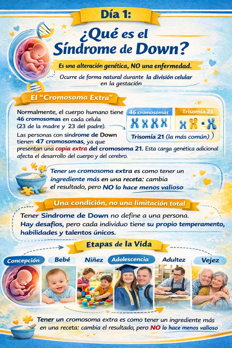 El #SíndromeDeDown no necesita ser idealizado, necesita ser comprendido.
Como madre, mi deber es educar a quienes no saben, porque la falta de información es el primer obstáculo para su inclusión.
#DownSyndrome
#Trisomia21
#Inclusion
#DiaInternacionaldelSindromeDeDown