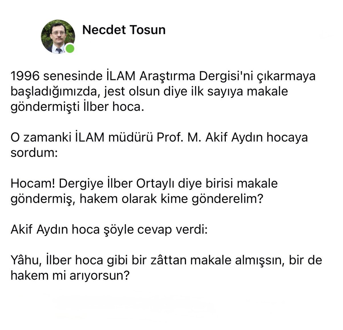 osmansade_'s tweet photo. İlber Ortaylı’nın İLAM Araştırma Dergisinin ilk sayısında yer alan makalesi:
“19. Yüzyılda Heterodoks Dinî Gruplar ve Osmanlı İdaresi.” https://t.co/q3L8jhgNGc
(Prof. Dr. Necdet Tosun hocadan bir hatıra.) https://t.co/nHCiJCpVQx