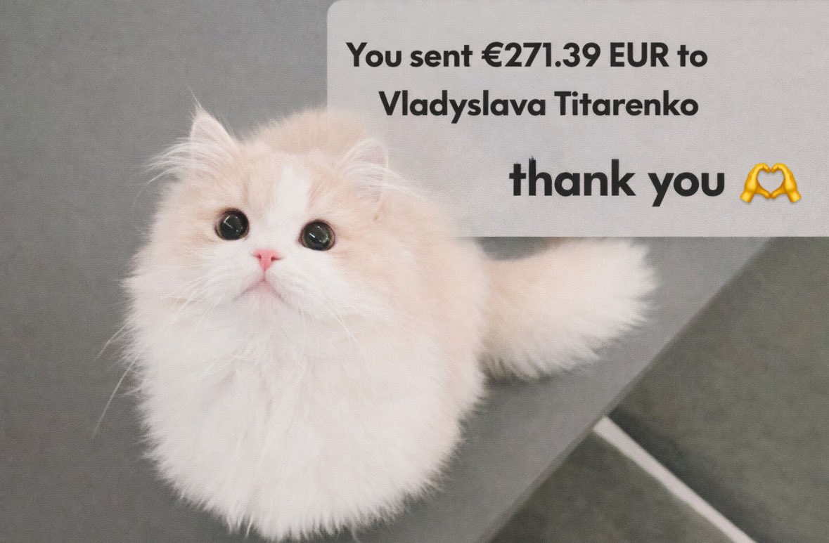We got the matching, thank you🫶

send.monobank.ua/jar/ARCJkTKoMR
PayPal v.titarenko@student.csn.khai.edu

P.S. I was busy today and we had only few donations today,  let’s change it🥺

€909 to go👀