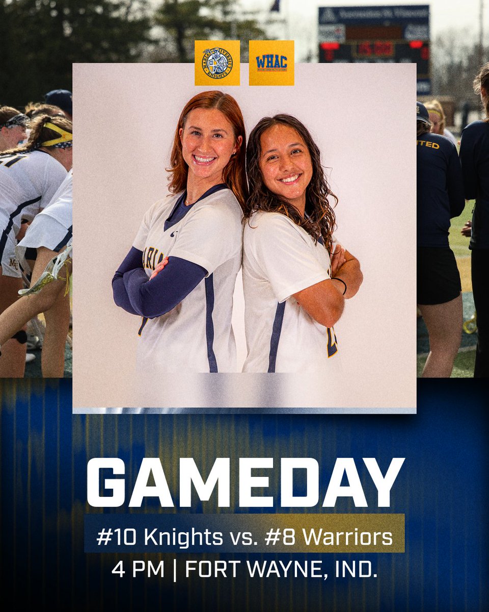 GAMEDAY!!

No. 10 <a href="/MarianULacrosse/">Marian Lacrosse</a> travels up to Fort Wayne to take on No. 8 Indiana Tech in their first meeting of the year⚔️