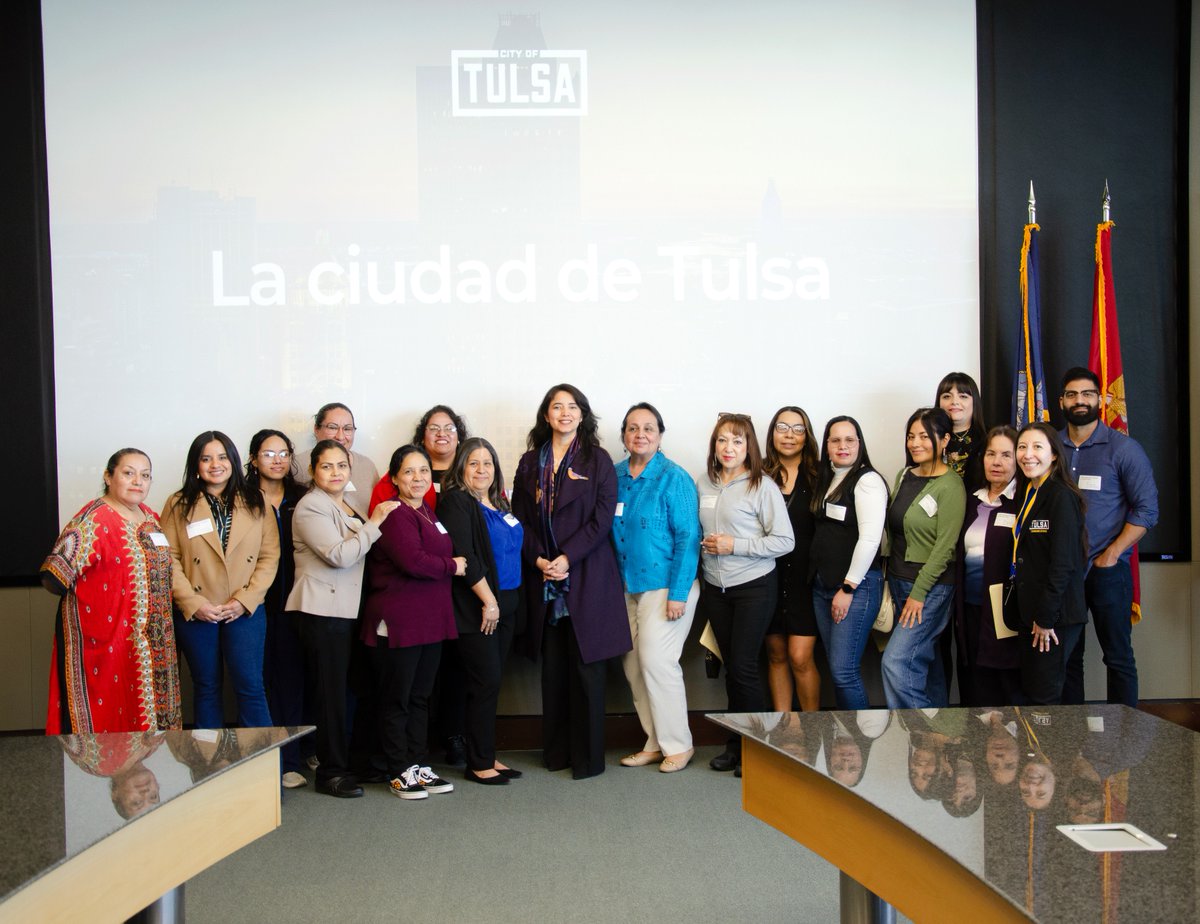cityoftulsagov's tweet photo. Last Friday, El Centro’s Promotoras visited City Hall for a presentation about local city government from  Deputy Mayor Krystal Reyes, followed by a tour of the building. They also had the opportunity to hear directly from members of the city’s leadership team about their work and how different departments support the community.

The tour included stops in the City Council Chambers, the Permitting Office, the City Council lobby area, and the space where commission meetings are held.