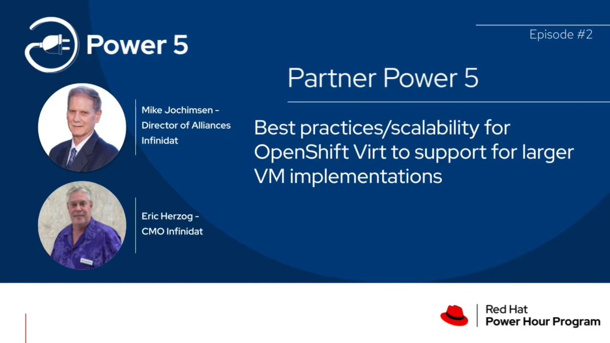 MichaelColbyPro's tweet photo. Good discussion on scaling OpenShift virtualization environments for large enterprise deployments.

Ep. 2 of the @Infinidat Power 5 Podcast for @RedHat covers the work Infinidat and Red Hat have done to improve storage scalability.

https://t.co/TM4MqUJA2B

#OpenShift #Kubernetes https://t.co/Nbx27N2GGe