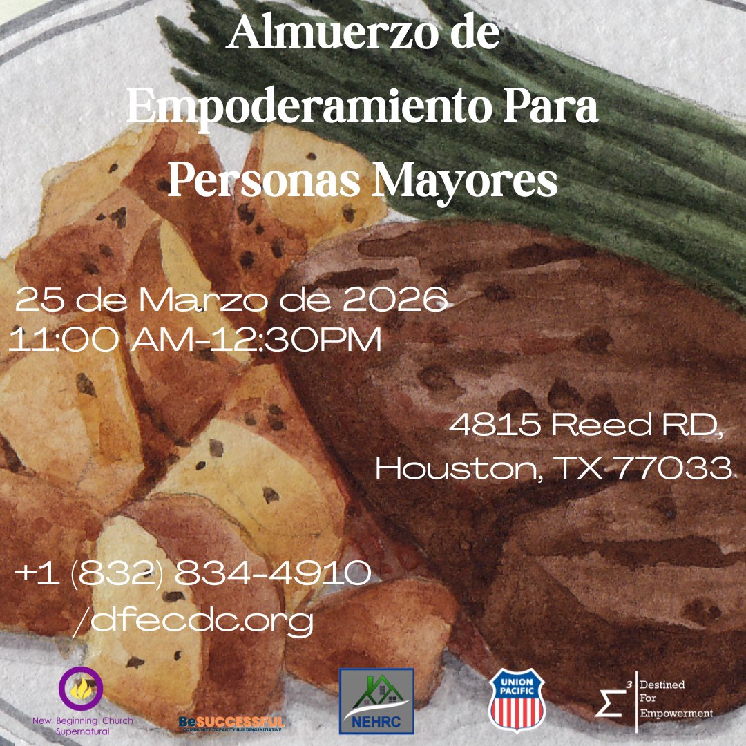 dfecdc's tweet photo. Our Senior Luncheon is coming up. March 25th.
4815 Reed, RD, Houston, TX 77033
11 AM-12:30 PM
See you then.
#community #dfecdc #seniorcare #htx #luncheon https://t.co/cs45HXC0ox