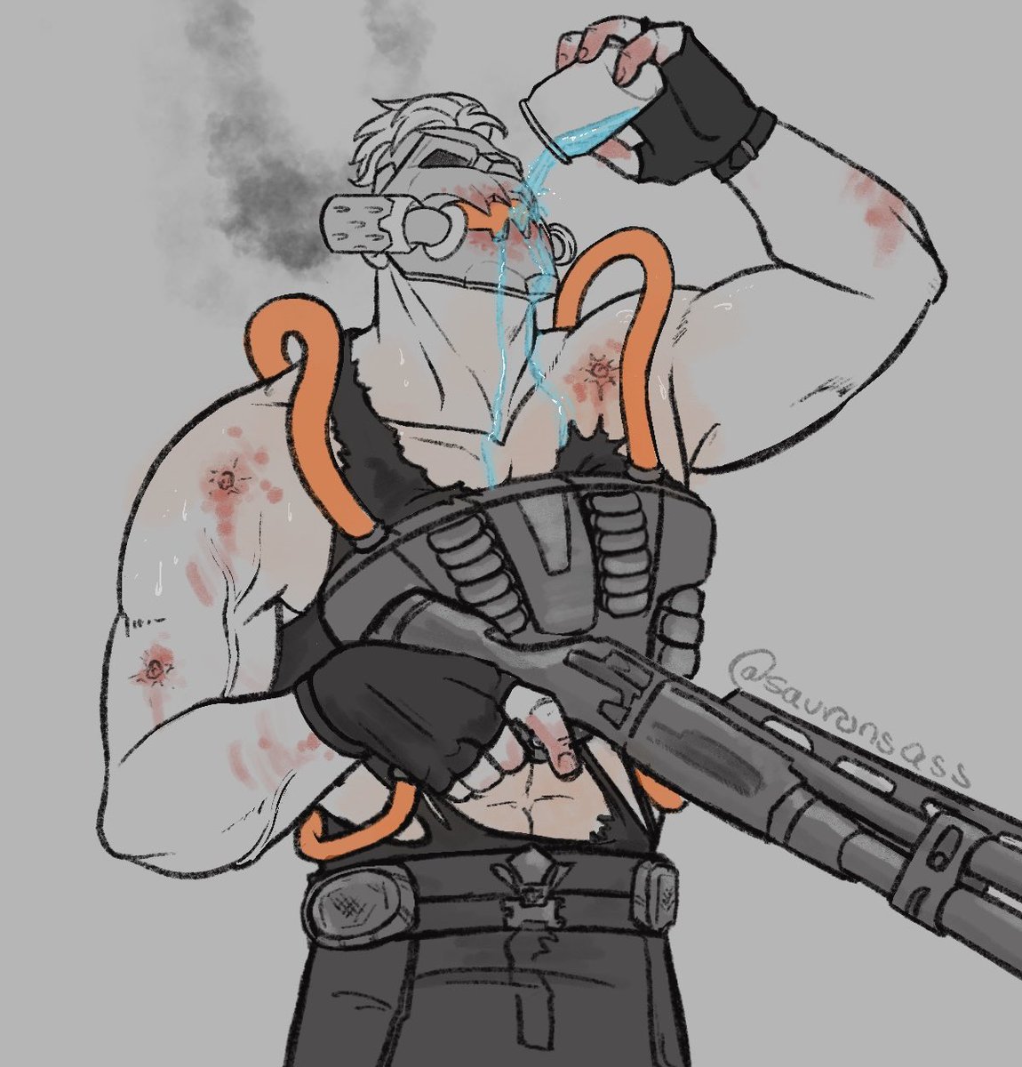 Healing up after a fight for his medallion