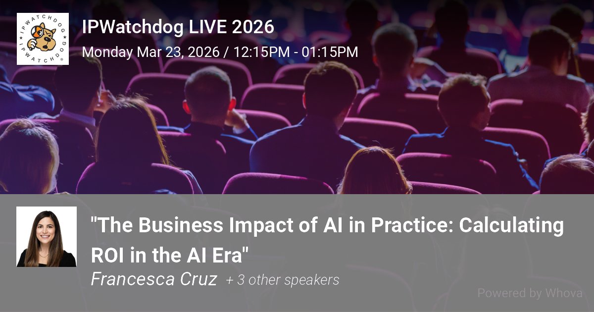 Catch Juristat’s Francesca Cruz at IPWatchdog LIVE 2026 for a session focused on how IP teams can evaluate AI investments with more discipline, less hype, and a clearer view of ROI.

Register now: hubs.la/Q046qlW_0