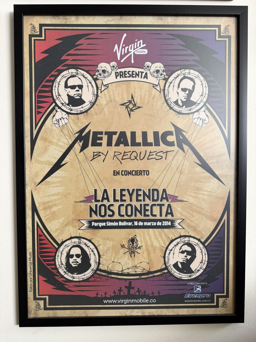 Metallicolombia's tweet photo. Hoy hace 12 años fue “Metallica By Request” en Bogotá 🇨🇴

Poster oficial de ese concierto 🤘

@jfernandezospina 

#Metallica #Colombia #Bogota #ByRequest https://t.co/qdWcoYt709