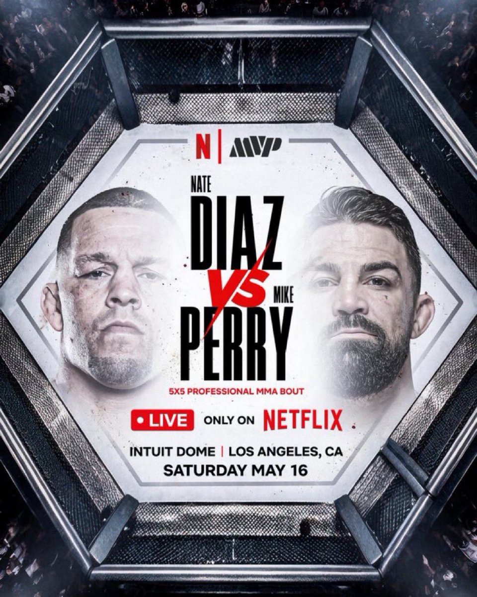MMArena_'s tweet photo. 🚨 NATE DIAZ EST DE RETOUR EN MMA

Il affrontera Mike Perry dans un combat en 5 rounds sur la carte Rousey vs Carano 👀

📺 diffusé en direct sur Netflix

🧷 [ Netflix Sports ] https://t.co/fjYttws29x