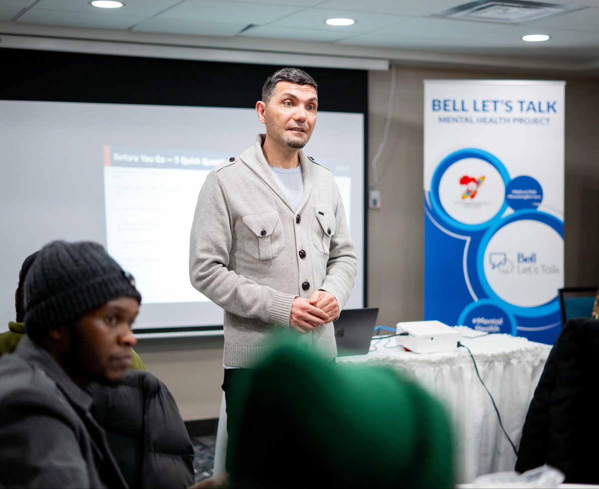 AfriCentre4Ref's tweet photo. We Just got back from an amazing mental health champion training over the weekend! Super stoked to have had the support of #BellLetsTalk - their resources and community really helped us level up our self-care game. Feeling inspired to spread the love and break down those mental https://t.co/ij6srtVJDl